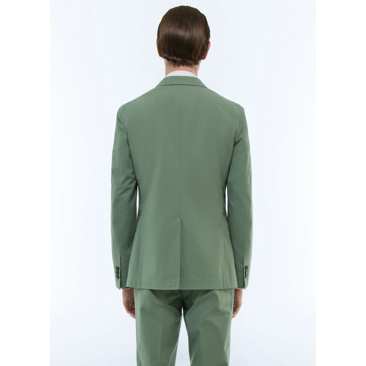 Veste Droite En Toile De Coton - Vert Sauge
