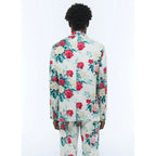 Extra-soft Straight Canvas Jacket - Green, Pink and White Floral Pattern