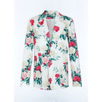 Extra-soft Straight Canvas Jacket - Green, Pink and White Floral Pattern