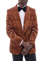 Veste De Smoking En Velours Paisley - Brique