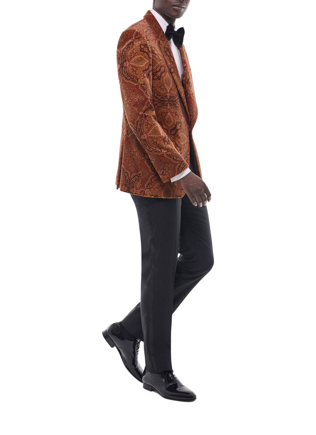 Veste De Smoking En Velours Paisley - Brique