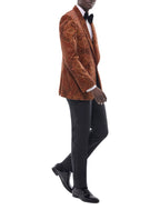 Veste De Smoking En Velours Paisley - Brique