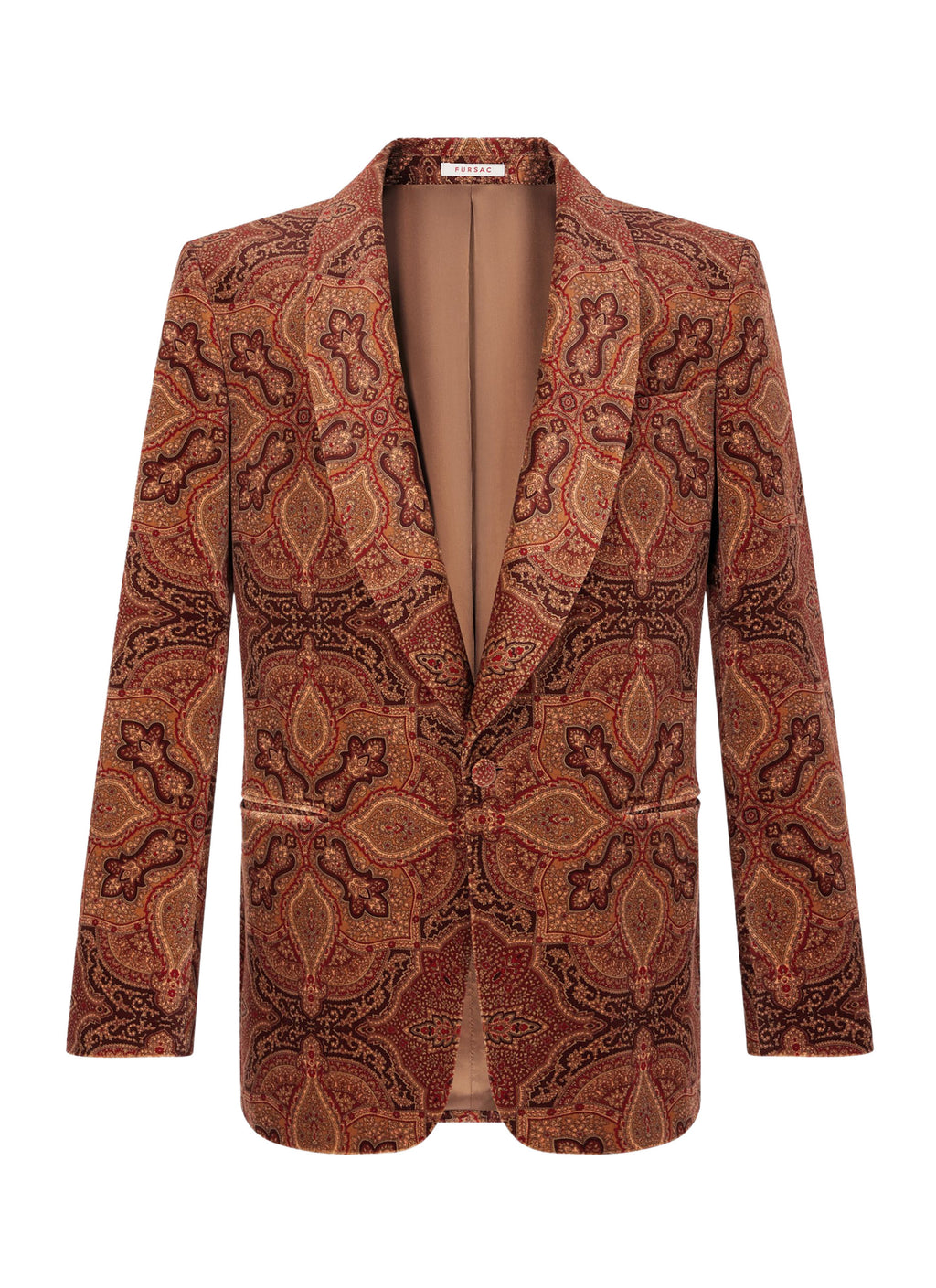 Veste De Smoking En Velours Paisley - Brique