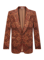 Veste De Smoking En Velours Paisley - Brique