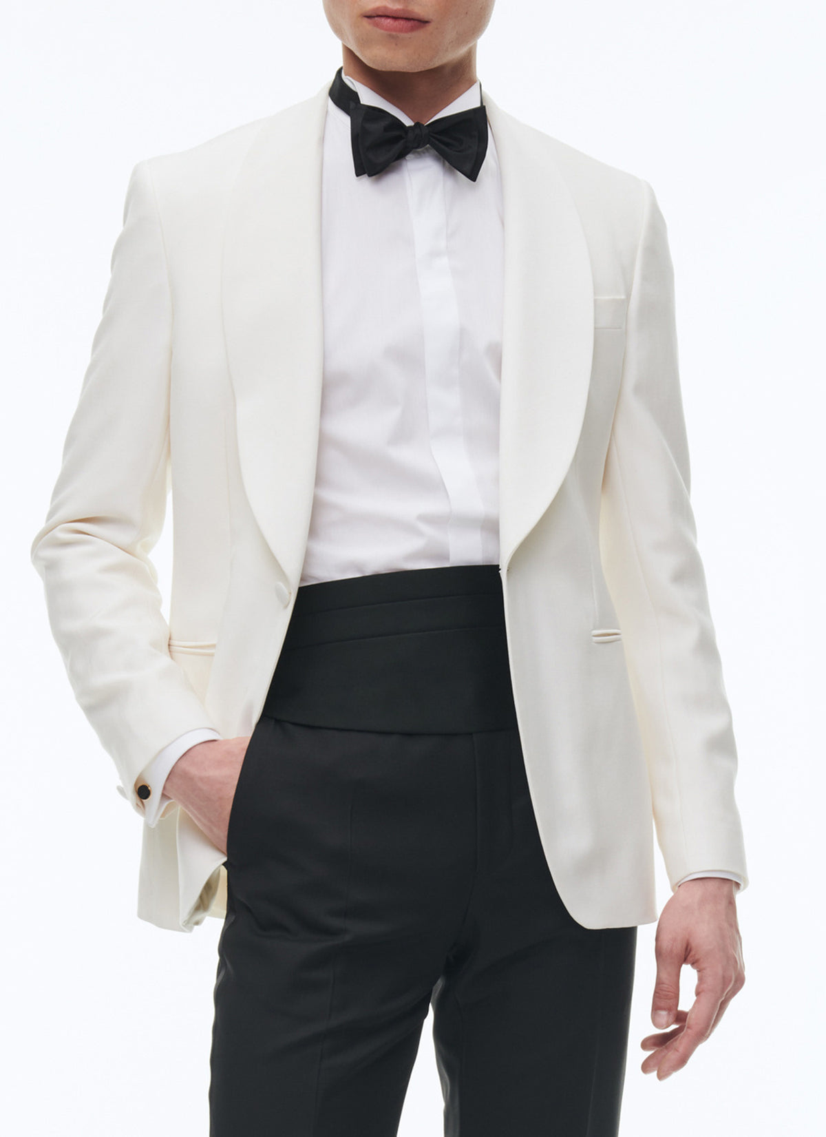 Veste De Smoking En Faille Laine Mohair Et Soie - Écru