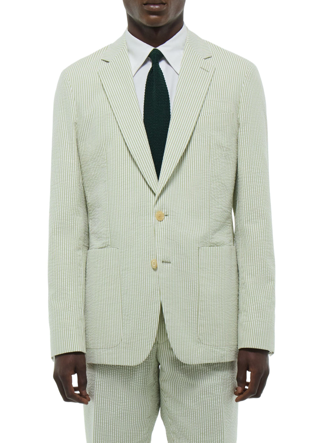 Striped Seersucker Jacket - Pale Green