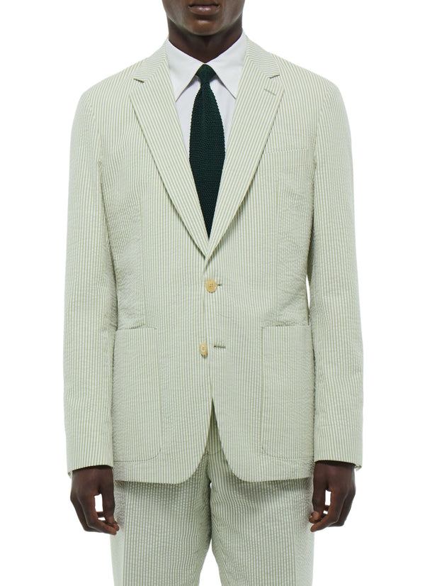 Striped Seersucker Jacket - Pale Green