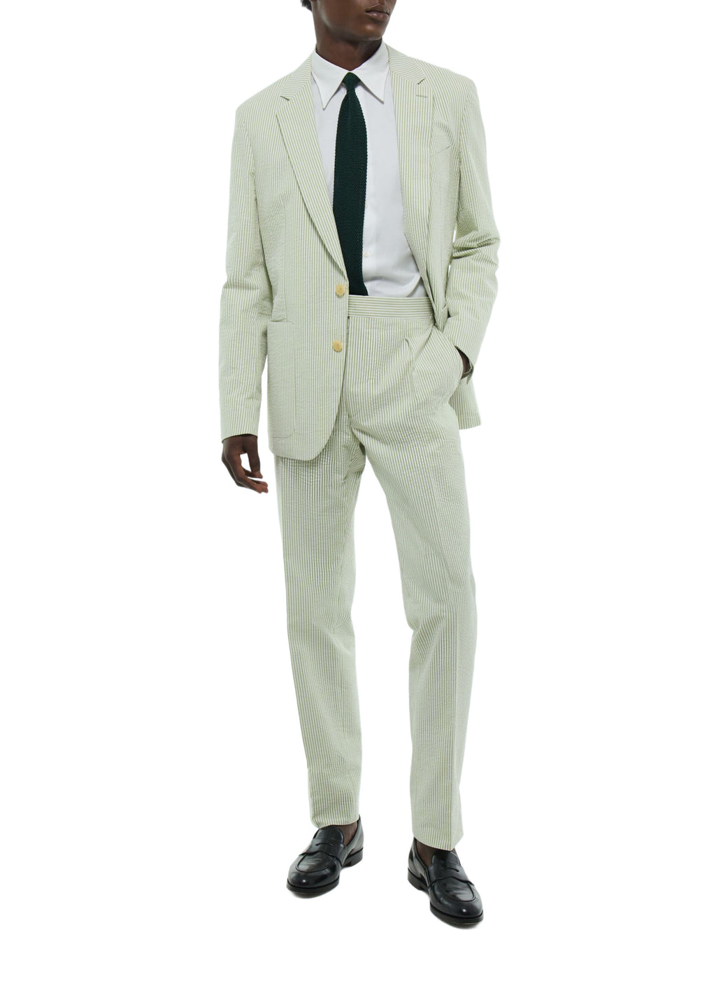 Striped Seersucker Jacket - Pale Green
