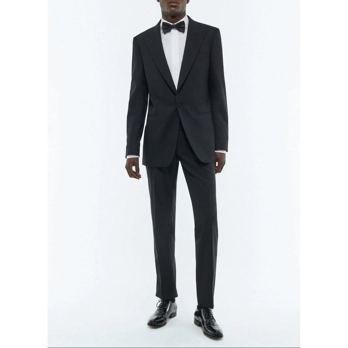 Veste De Smoking Ajustée À Motif Damier - Noir