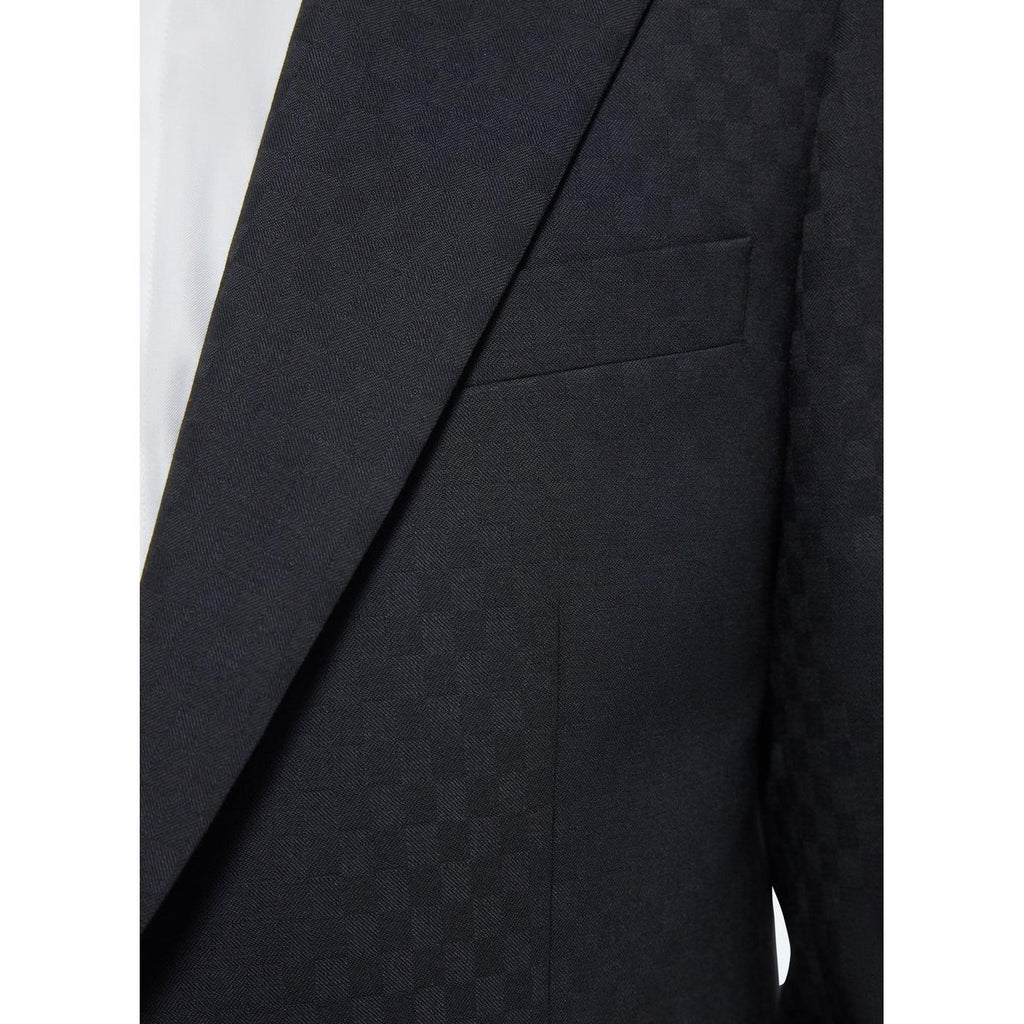 Veste De Smoking Ajustée À Motif Damier - Noir