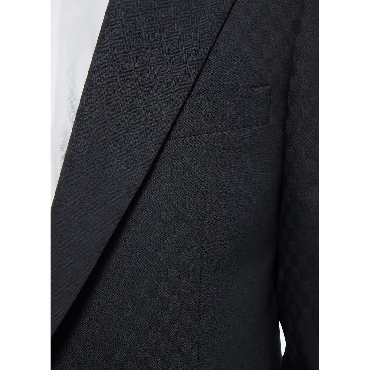 Veste De Smoking Ajustée À Motif Damier - Noir