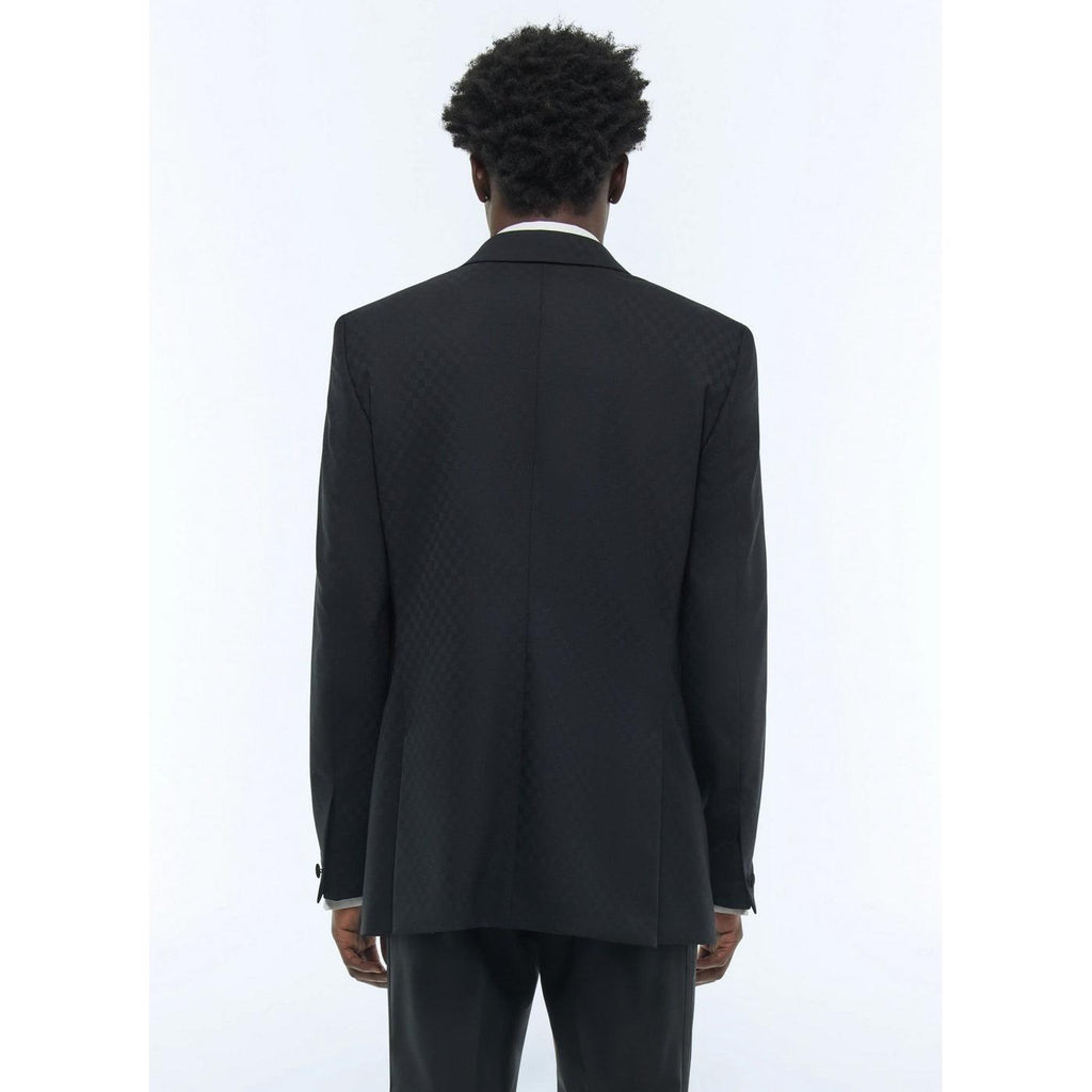 Veste De Smoking Ajustée À Motif Damier - Noir
