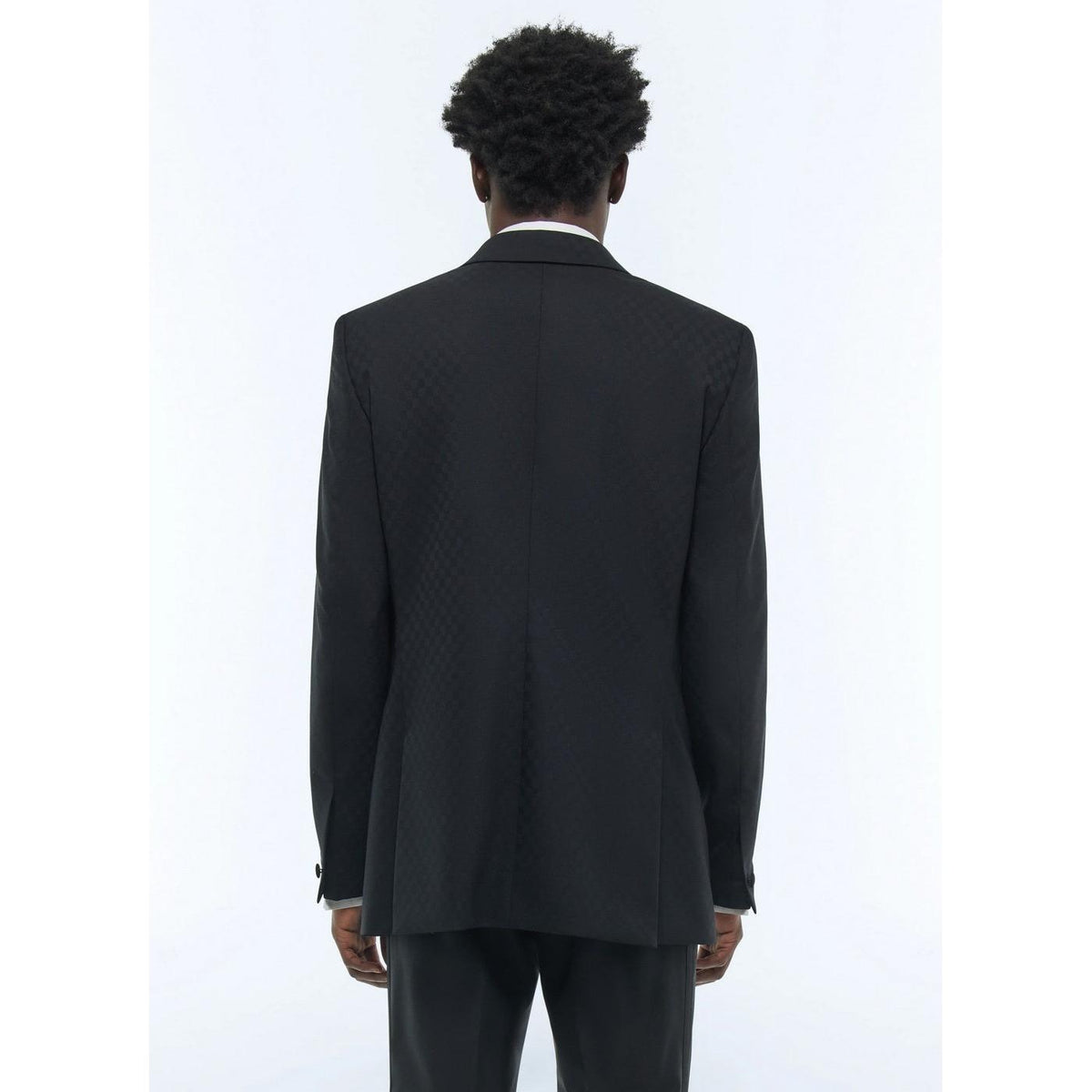 Veste De Smoking Ajustée À Motif Damier - Noir