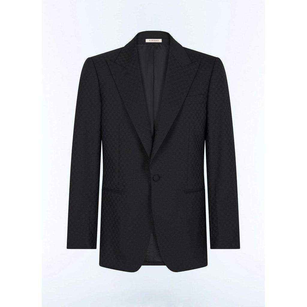 Veste De Smoking Ajustée À Motif Damier - Noir