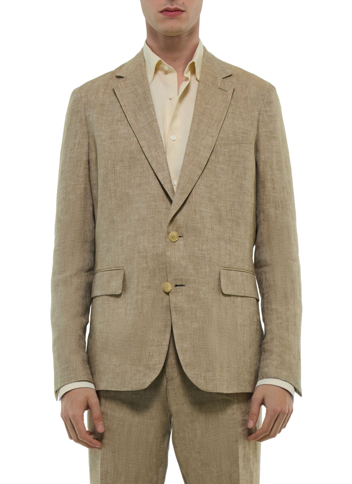 Veste En Lin À Chevrons - Beige