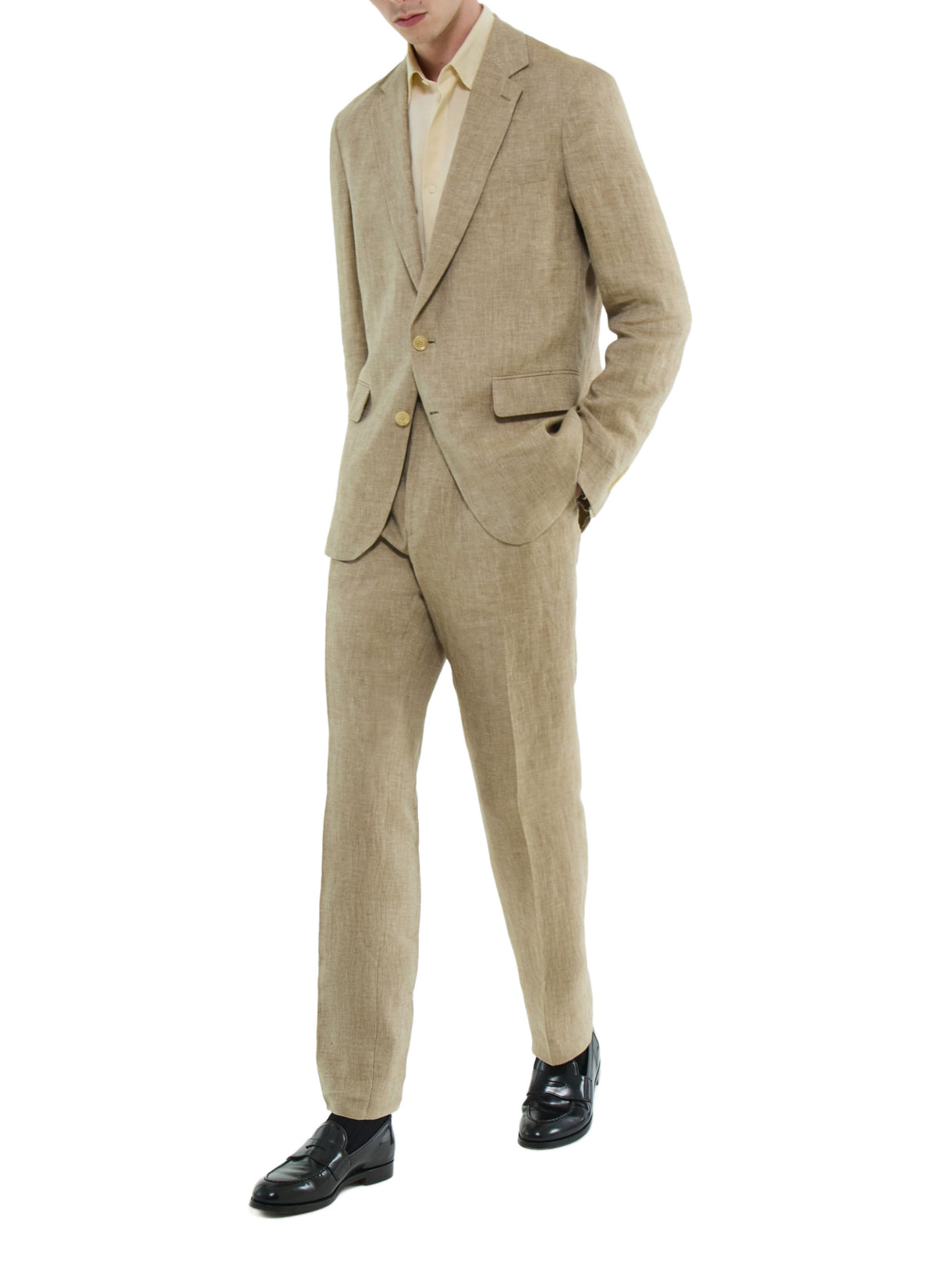 Veste En Lin À Chevrons - Beige