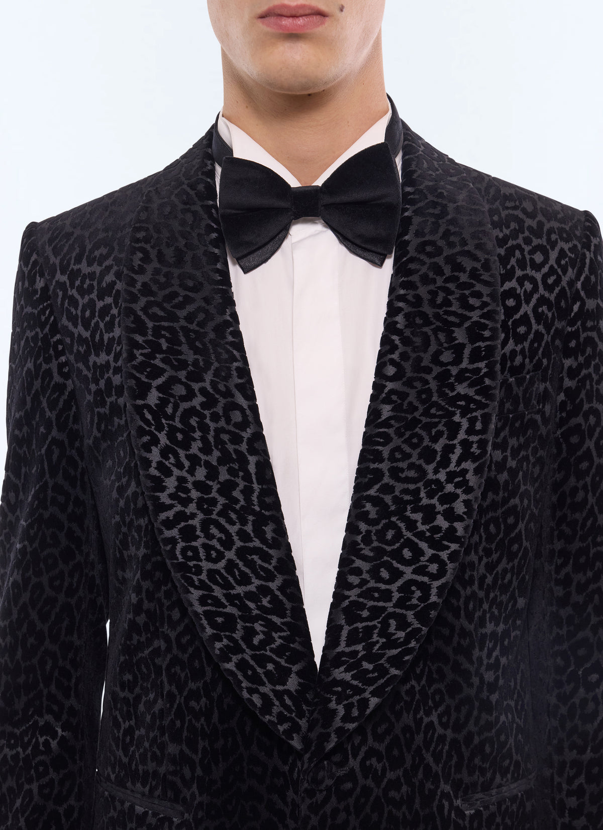 Veste De Smoking En Velours Léopard - Noir