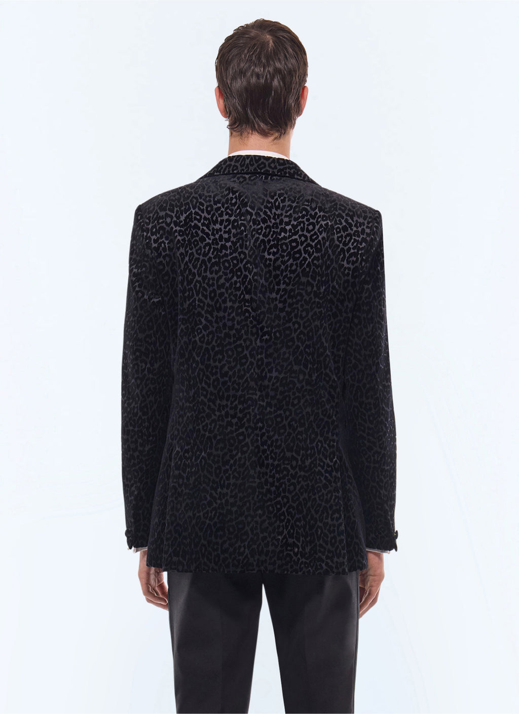 Veste De Smoking En Velours Léopard - Noir