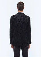 Veste De Smoking En Velours Léopard - Noir