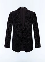Veste De Smoking En Velours Léopard - Noir