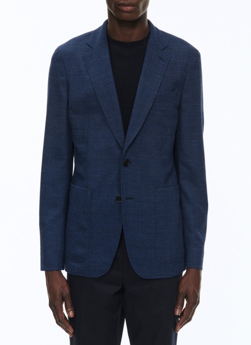 Fursac - Chaqueta de tejido de lana a cuadros - Indigo - Hombre
