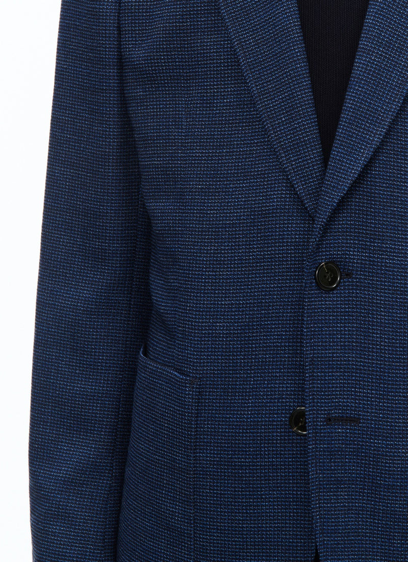 Fursac - Veste En Natté De Laine À Carreaux - Indigo - Homme