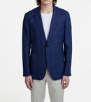 Fursac - Chaqueta de tejido de lana y lino jaspeado - Indigo - Hombre