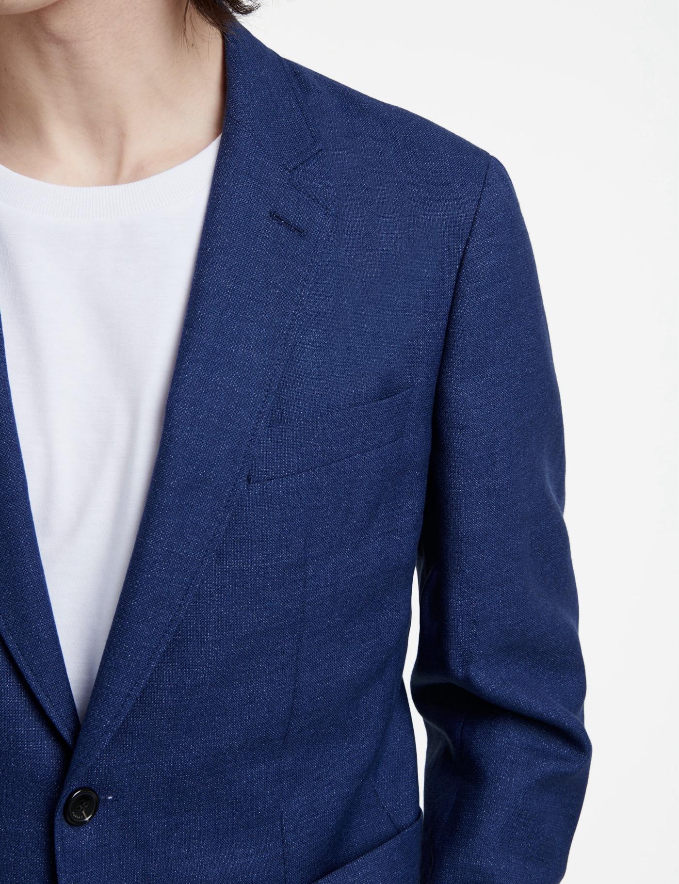 Fursac - Chaqueta de tejido de lana y lino jaspeado - Indigo - Hombre
