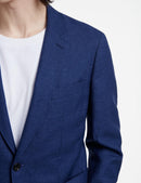 Fursac - Chaqueta de tejido de lana y lino jaspeado - Indigo - Hombre