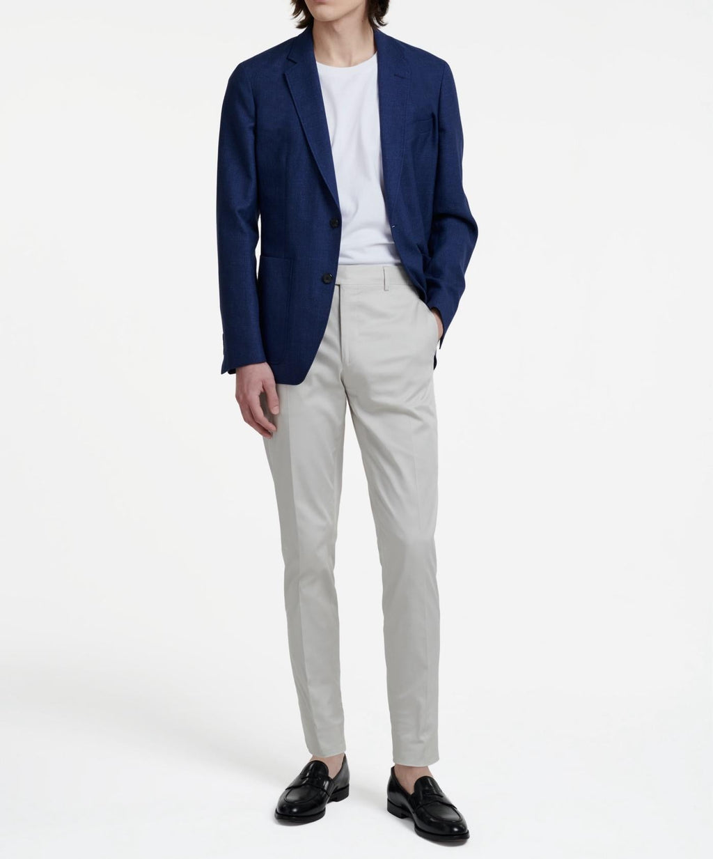 Fursac - Chaqueta de tejido de lana y lino jaspeado - Indigo - Hombre