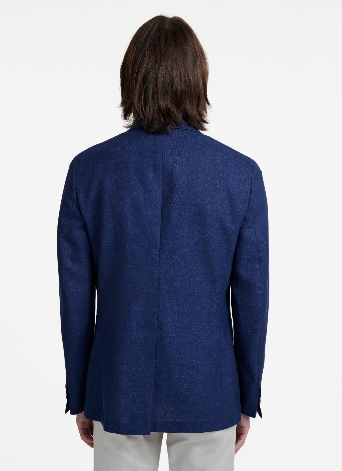 Fursac - Chaqueta de tejido de lana y lino jaspeado - Indigo - Hombre