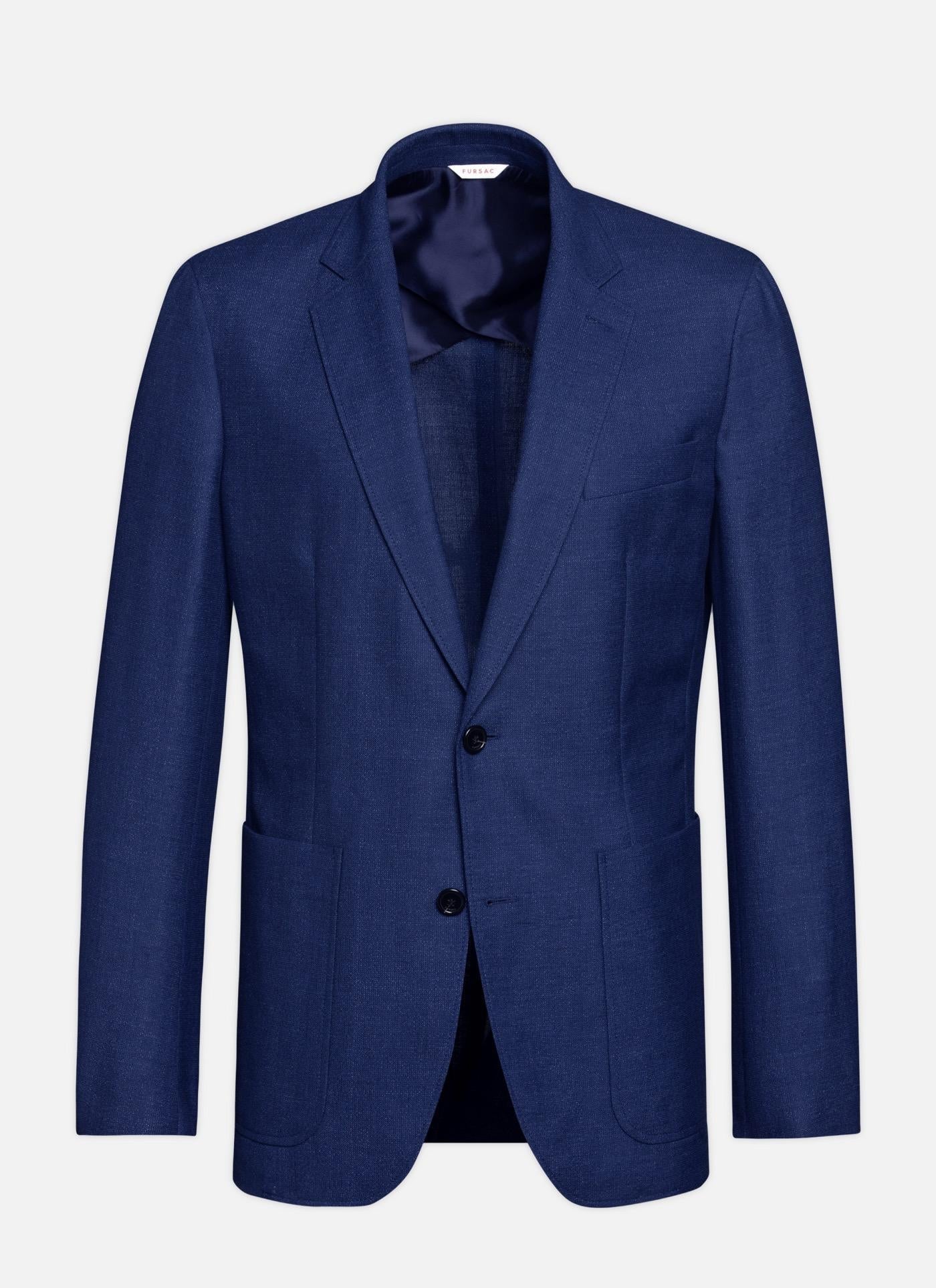 Fursac - Chaqueta de tejido de lana y lino jaspeado - Indigo - Hombre