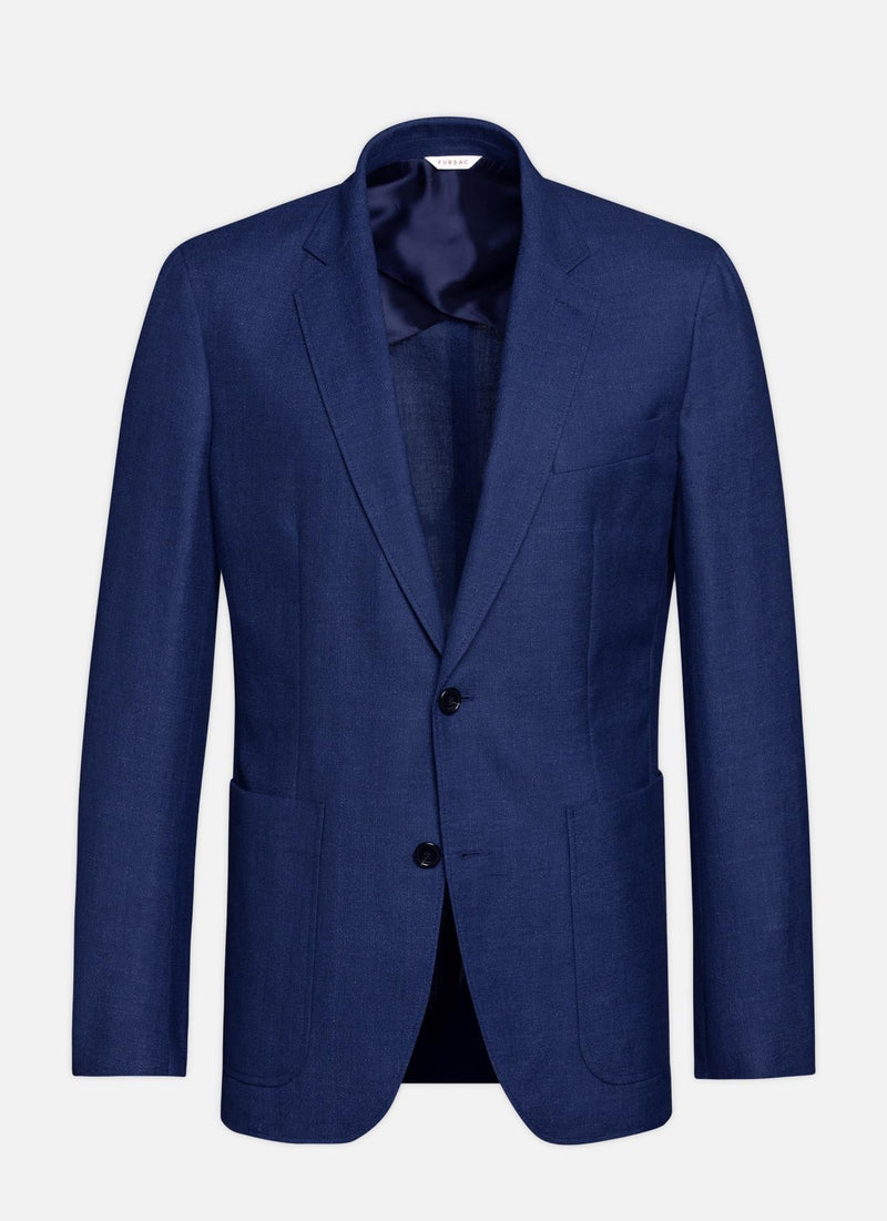 Fursac - Chaqueta de tejido de lana y lino jaspeado - Indigo - Hombre