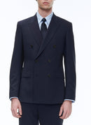 Fursac - Veste De Costume Croisée En Toile De Laine - Bleu Carbone - Homme