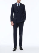 Fursac - Veste De Costume Croisée En Toile De Laine - Bleu Carbone - Homme