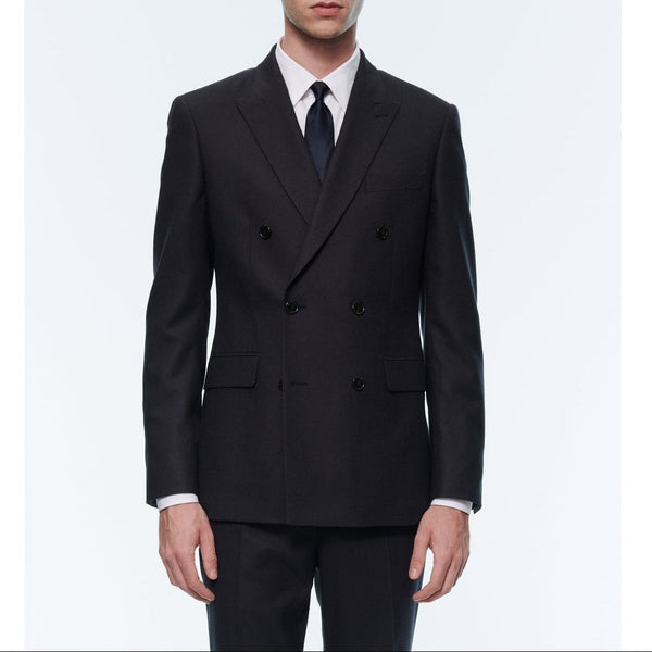 Chaqueta de franela con doble botonadura - Carbón