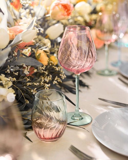 Cristal d'Arques - 4 Stemmed Glasses - 47 Swirly Spring