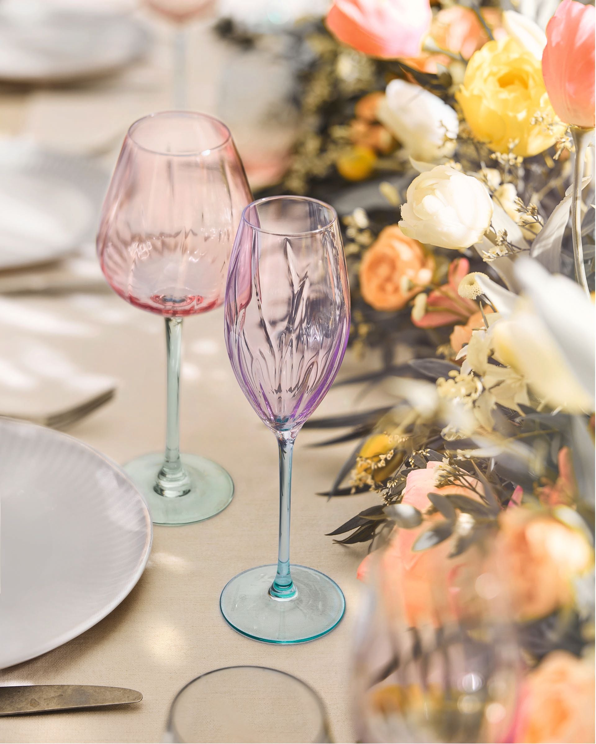 Swirly Spring - 4 Copas De Champán Spring - Multicolor - 21 cl - Cristal D'Arques