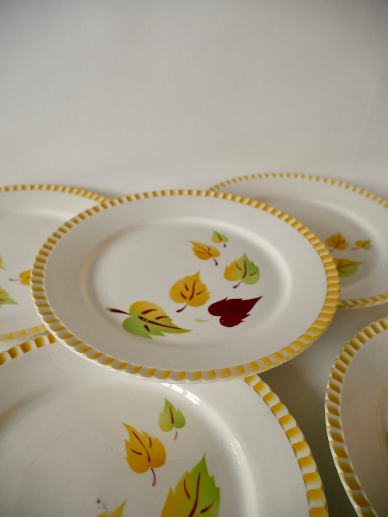 Lot De 5 Assiettes Plates Digoin Sarreguemines Modèle "Alouette" - Années 30-40