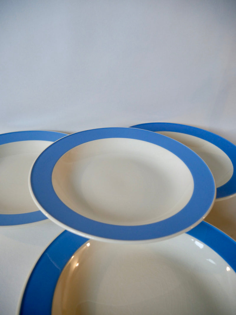 Lot De 4 Assiettes Creuses Villeroy & Boch Modèle Orléans Bleu Ciel - Années 50