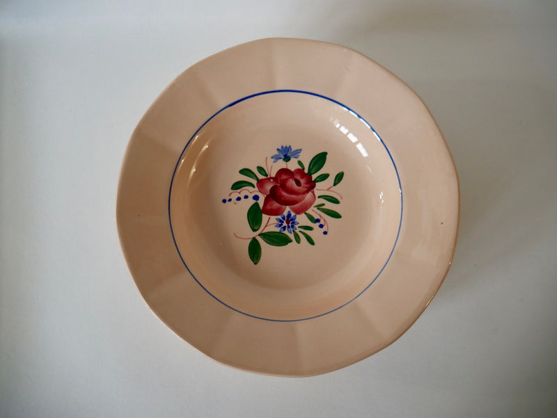 Lot De 6 Assiettes Creuses Digoin Sarreguemines Roses À Fleurs Roses - Années 50-60