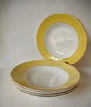 Lot De 5 Assiettes Creuses Badonviller Jaune Pastel Avec Liseré Doré - Années 50-60