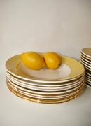 Lot De 5 Assiettes Creuses Badonviller Jaune Pastel Avec Liseré Doré - Années 50-60