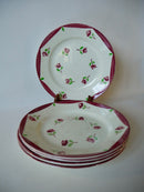 Lot De 5 Assiettes Plates Gien Modèle Malmaison Peintes À La Main - Années 30-40