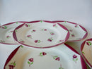 Lot De 5 Assiettes Plates Gien Modèle Malmaison Peintes À La Main - Années 30-40