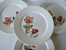 Lot De 4 Assiettes Plates Digoin Sarreguemines Modèle Roseline Peintes À La Main - Années 40-50