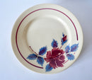 Lot De 6 Assiettes Plates Beiges À Fleurs Roses Moulin Des Loups - Années 40-50