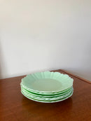 Lot De 6 Assiettes À Dessert En Opaline Vert Menthe - Années 50-60