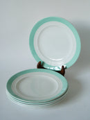 Lot De 5 Assiettes À Dessert Saint-Amand Bord Coloré Menthe - 1950