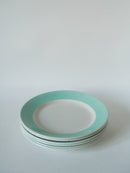 Lot De 6 Assiettes Plates Badonviller Bord Coloré Menthe Moucheté - 1950